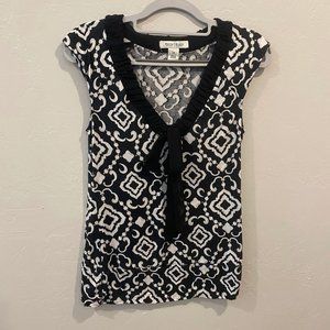White House Black Market V-Neck Printed Blouse
